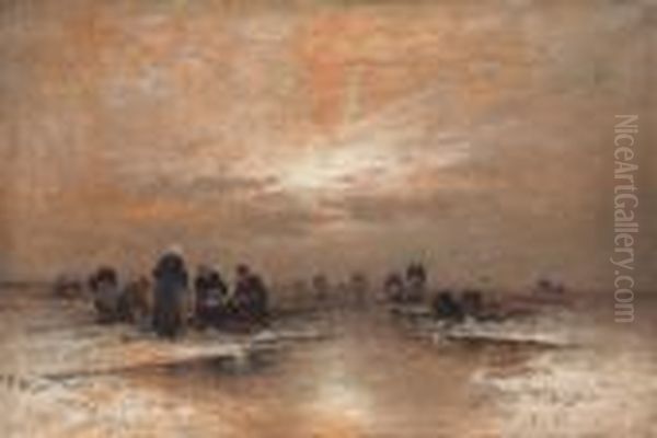 Winter Lights Oil Painting by Johann Jungblutt