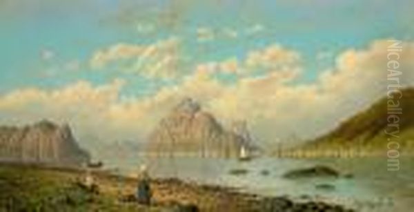 Eine Fjordlandschaft Oil Painting by Johann Jungblutt