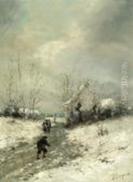 Winterlandschaft Oil Painting by Johann Jungblutt