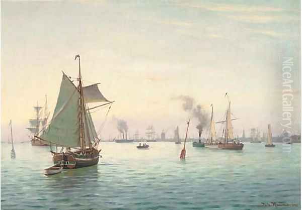 Shipping off Copenhagen Oil Painting by Johann Neumann