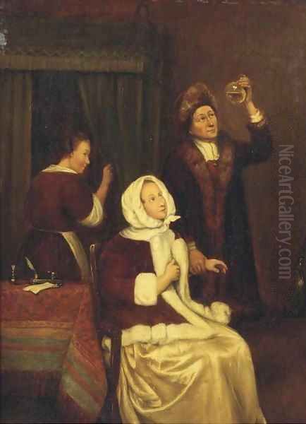 The Physician's visit Oil Painting by Caspar Netscher