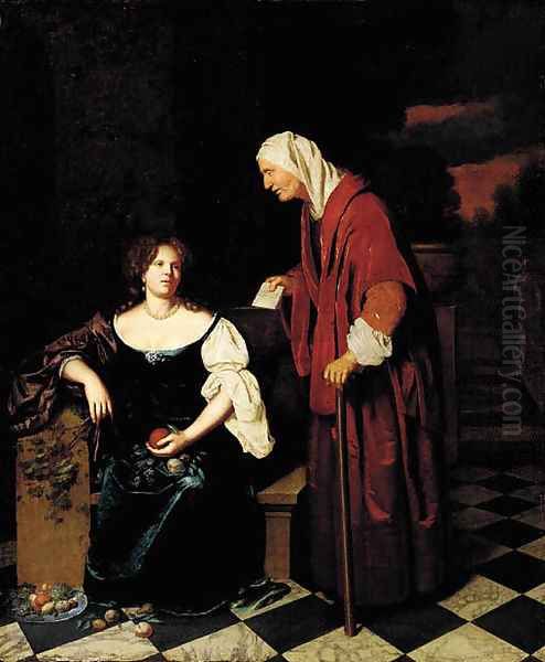 Vertumnus and Pomona Oil Painting by Caspar Netscher