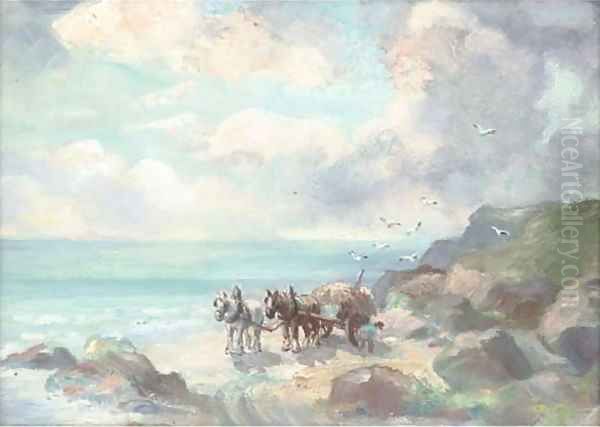 Carting of Wrack on the shore, St. Andrews Oil Painting by Robert West Napier