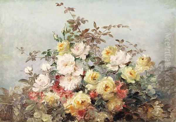 Bouquet of roses Oil Painting by Thorvald Simeon Niss