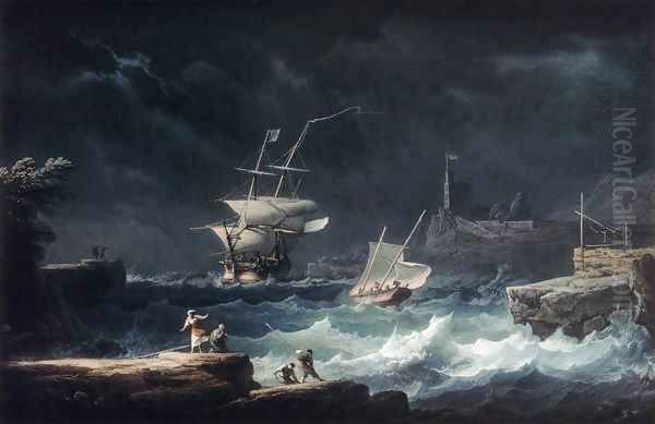 Gale at Sea Oil Painting by Alexandre-Jean Noel