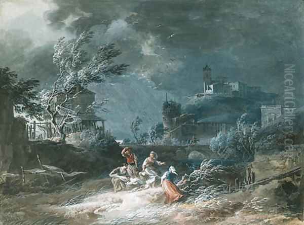 In the storm Oil Painting by Alexandre-Jean Noel