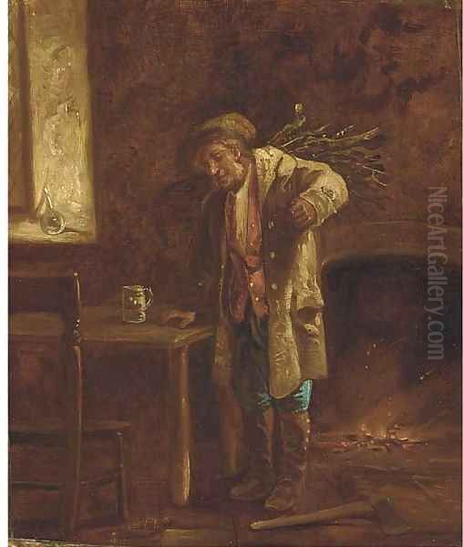 Wood for the fire Oil Painting by Erskine Nicol