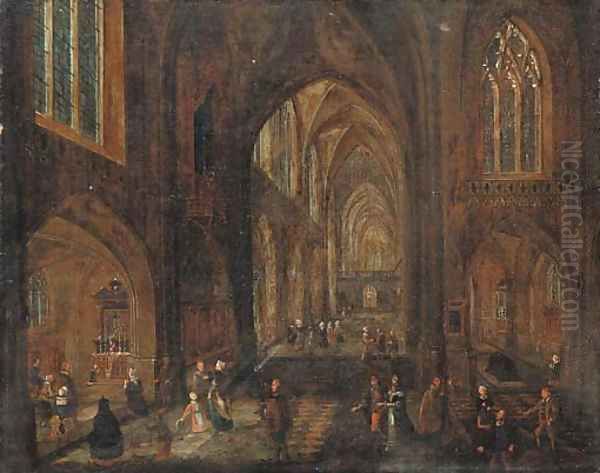 The interior of a cathedral Oil Painting by Pieter the Younger Neefs