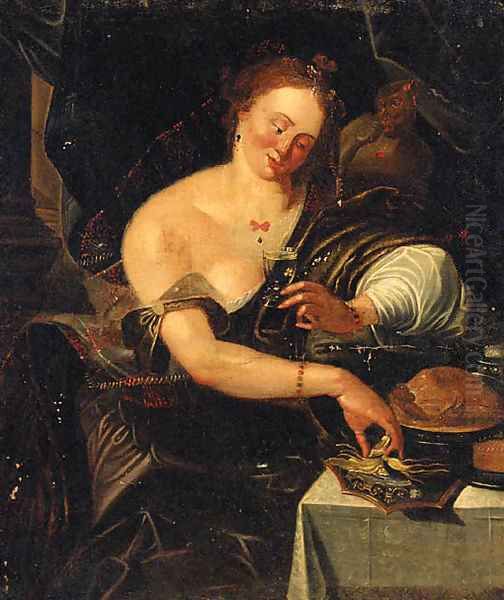 An allegory of the sense of taste Oil Painting by Abraham Janssens van Nuyssen