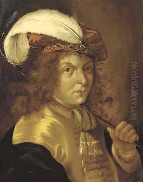 Portrait of a boy in pastoral dress Oil Painting by Jan or Joan van Noordt