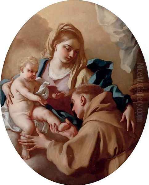 The Madonna and Child with Saint Francis Oil Painting by Francesco De Mura Naples