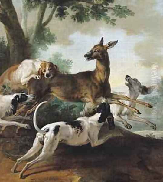 A Deer Chased by Dogs, 1725 Oil Painting by Jean-Baptiste Oudry