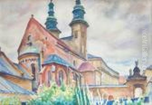 Widok Na Kosciol Sw. Andrzeja W Krakowie Oil Painting by Stanislaw Kamocki