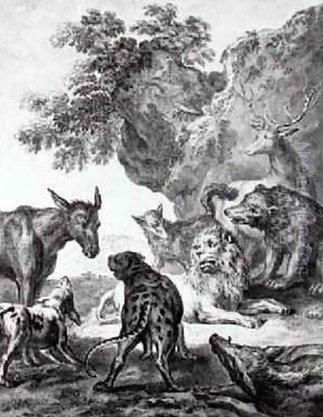 The Animals Fallen Sick With the Plague, illustration for the Fables of La Fontaine, 1755 Oil Painting by Jean-Baptiste Oudry