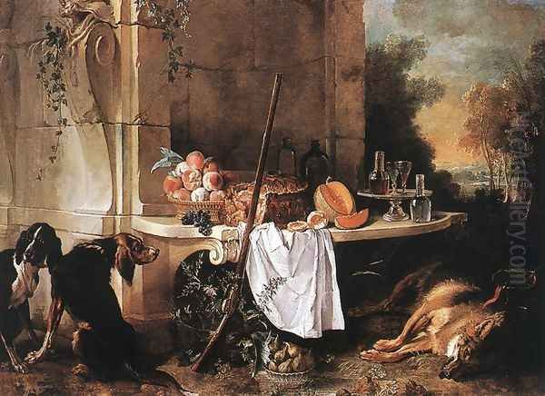 Dead Wolf 1721 Oil Painting by Jean-Baptiste Oudry