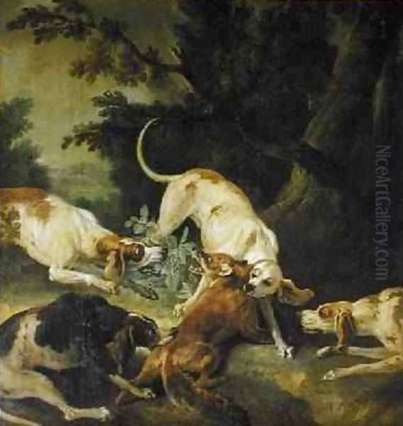 Fox Hunt Oil Painting by Jean-Baptiste Oudry