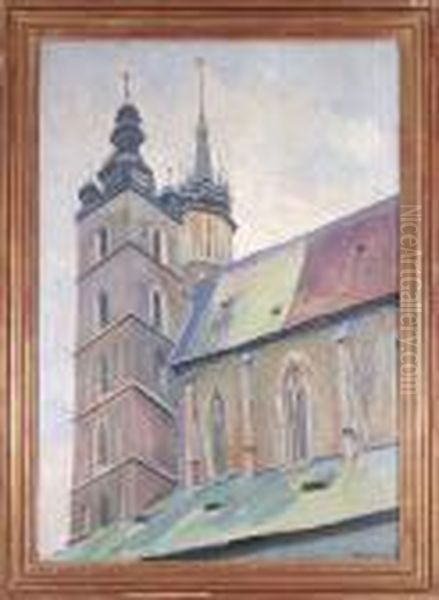 Wieza Kosciola Nmp W Krakowie Oil Painting by Stanislaw Kamocki