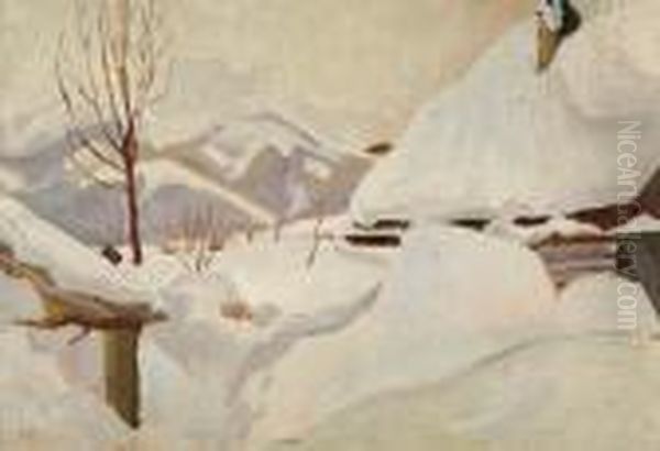 Giewont Zima Oil Painting by Stanislaw Kamocki