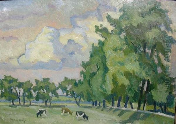 Pastwisko Oil Painting by Stanislaw Kamocki