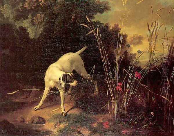 A Dog on a Stand 1725 Oil Painting by Jean-Baptiste Oudry