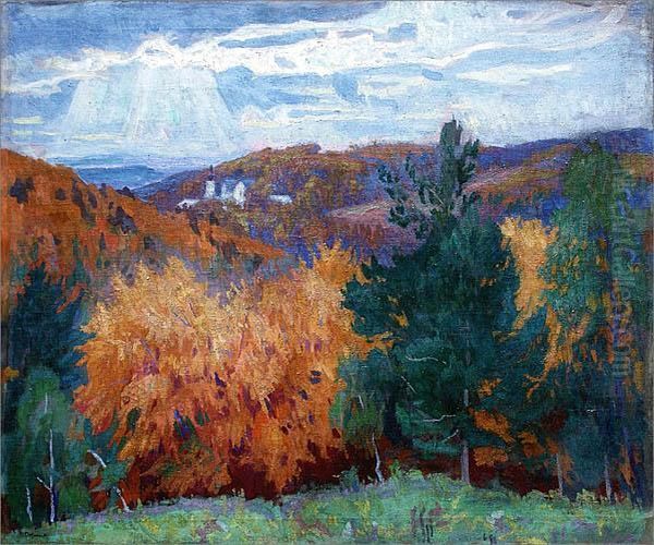 Widok Na Klasztor W Czernej, Lata 20-te. Oil Painting by Stanislaw Kamocki