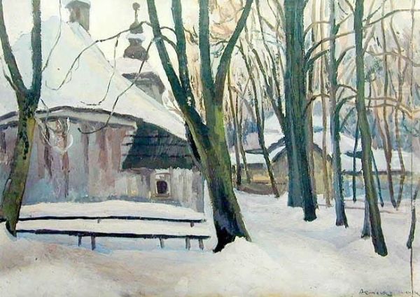 Kosciolek/zakopane Oil Painting by Stanislaw Kamocki