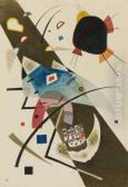 Zwei Schwarze Flecke Oil Painting by Wassily Kandinsky