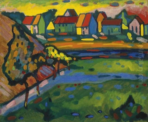 Bayerisches Dorf Mit Feld Oil Painting by Wassily Kandinsky