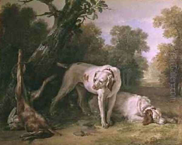 Dog and Hare Oil Painting by Jean-Baptiste Oudry