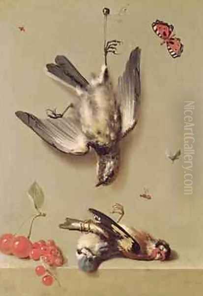 Still Life of Dead Birds and Cherries, 1712 Oil Painting by Jean-Baptiste Oudry