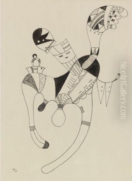 Zeichnung Zu 'une Figure Flottante' (drawing For 'a Flutteringfigure') Oil Painting by Wassily Kandinsky