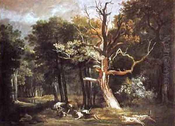 Wolf Hunt in the Forest of Saint-Germain, 1748 Oil Painting by Jean-Baptiste Oudry