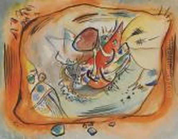 Entwurf Zu Bild Mit Orange Rand Oil Painting by Wassily Kandinsky