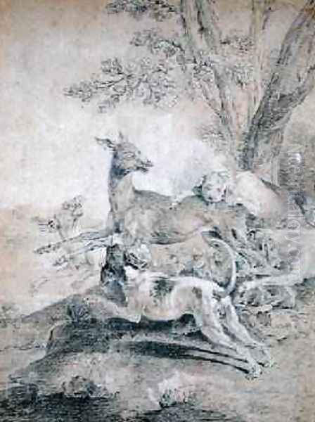 The Doe Hunt Oil Painting by Jean-Baptiste Oudry