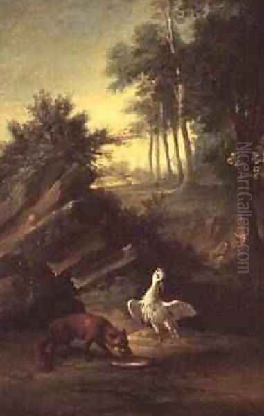 The Fox and the Stork, 1747 Oil Painting by Jean-Baptiste Oudry