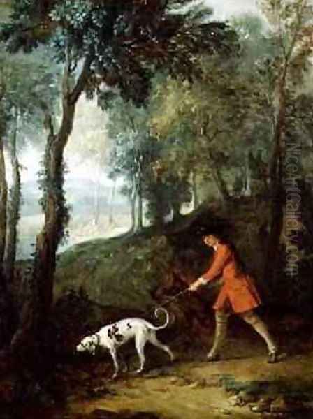 The Huntsman with a Tufter on a Leash, c.1727 Oil Painting by Jean-Baptiste Oudry