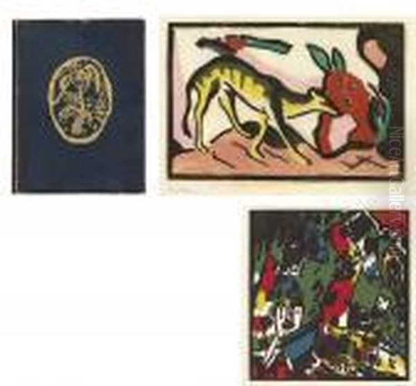 Four Reproductions With Hand-coloring And Musical Scores Oil Painting by Wassily Kandinsky