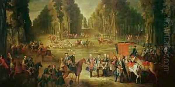 Meeting for the Puits-du-Roi Hunt at Compiegne Oil Painting by Jean-Baptiste Oudry