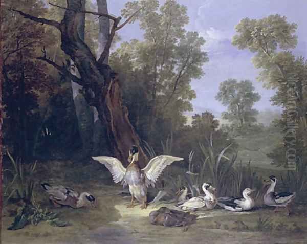 Ducks Resting in Sunshine 1753 Oil Painting by Jean-Baptiste Oudry