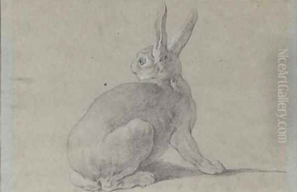 A hare looking back to the left Oil Painting by Jean-Baptiste Oudry