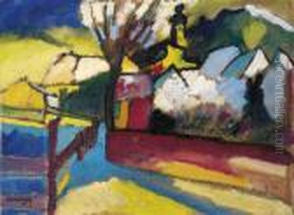 Herbstlandschaft Mit Baum Oil Painting by Wassily Kandinsky