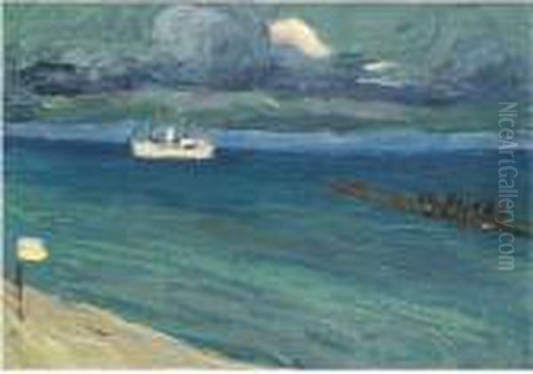 Rapallo, Seascape With Steamer Oil Painting by Wassily Kandinsky