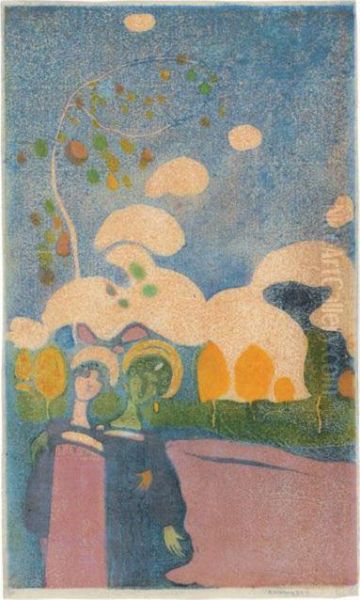 Zwei Madchen Oil Painting by Wassily Kandinsky