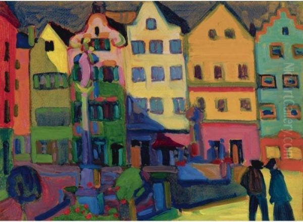 Weilheim - Marienplatz Oil Painting by Wassily Kandinsky