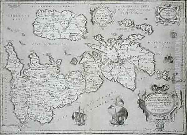 Map of Britain and Ireland, 1595, published Antwerp 1624 Oil Painting by Abraham Ortelius