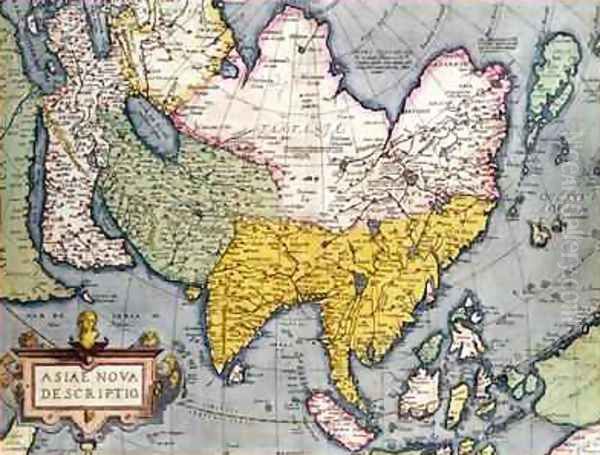 Asia Map of the continent including Japan and the East Indies with part of New Guinea, c.1580 Oil Painting by Abraham Ortelius