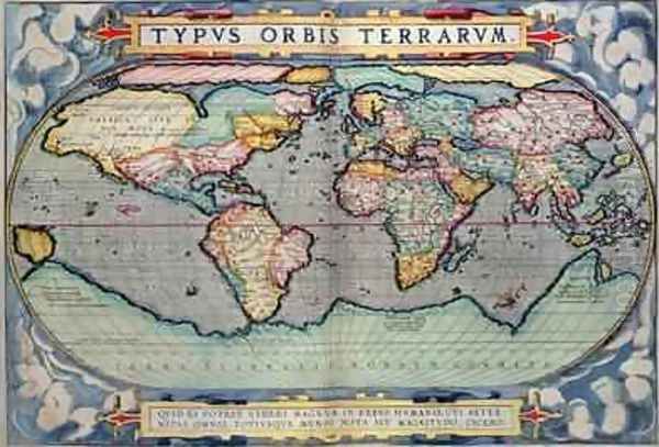 Map of the World, from Theatrum Orbis Terrarum, Antwerp, 1598 Oil Painting by Abraham Ortelius