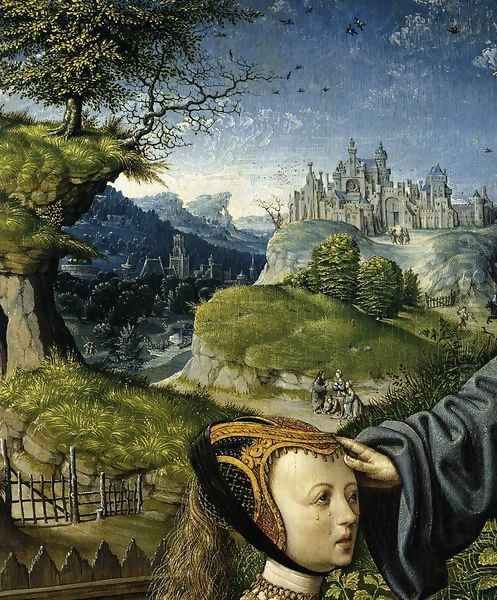 Christ Appearing to Mary Magdalen as a Gardener (detail) Oil Painting by Jacob Cornelisz Van Oostsanen