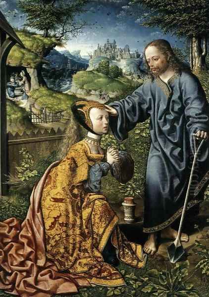 Christ Appearing to Mary Magdalen as a Gardener Oil Painting by Jacob Cornelisz Van Oostsanen