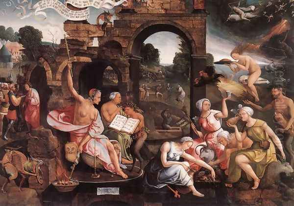 Saul and the Witch of Endor 1526 Oil Painting by Jacob Cornelisz Van Oostsanen